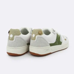 Baskets Kaki & Doree En Cuir - Modele Hazel