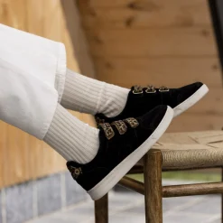 Baskets Noir & Leopard