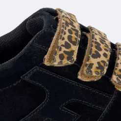 Baskets Noir & Leopard
