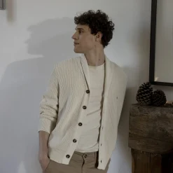 Cardigan Col Chale Ecru