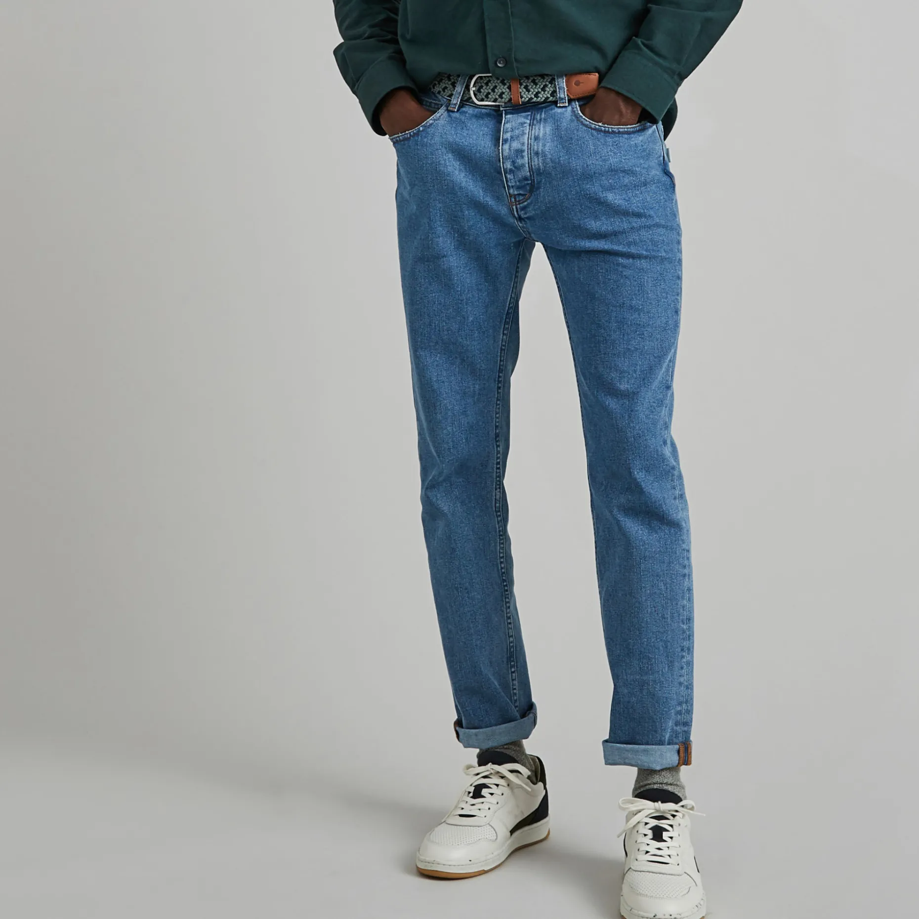 Ceinture En Polyester Recycle Et Elasthanne Vert & Bleu - Modele Belt