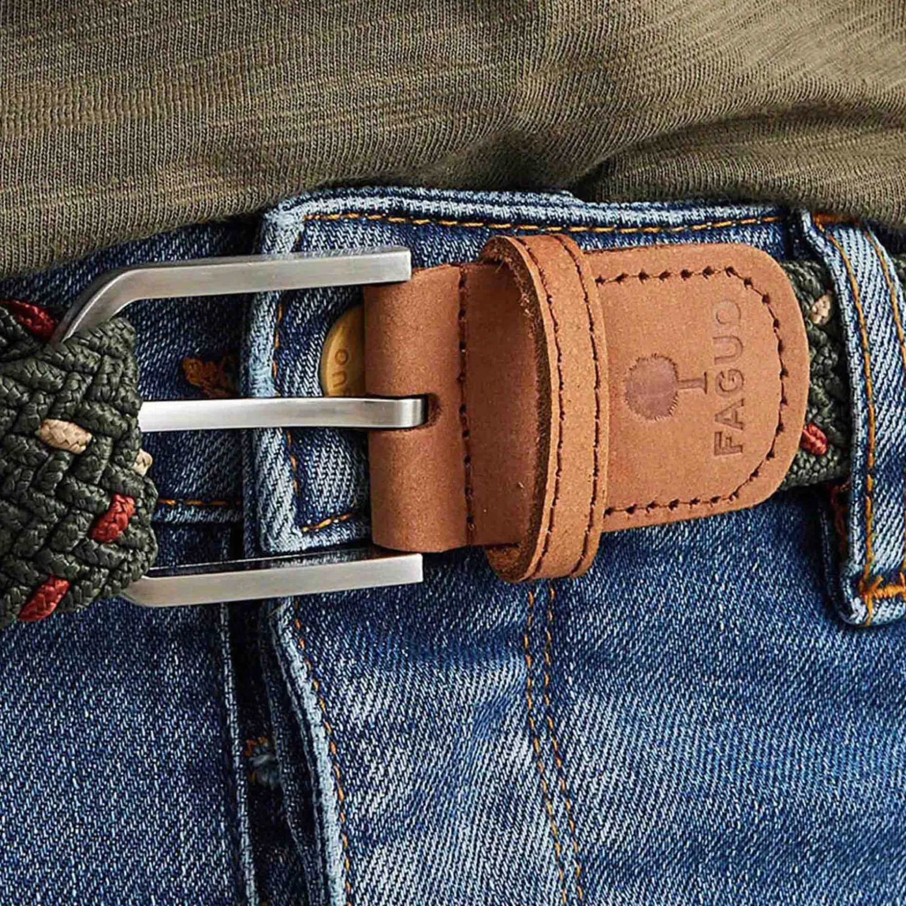 Ceinture En Polyester Recycle Kaki Belt