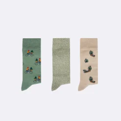 Chaussettes Beige & Vert Fonce