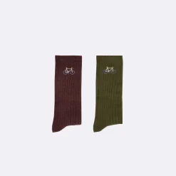 Chaussettes Bordeaux & Vert Fonce