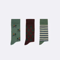 Chaussettes Vert Fonce & Multicolore