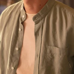 Chemise Col Mao Vert Clair