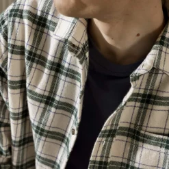 Chemise Ecru A Carreaux Verts