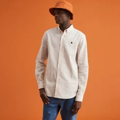 Chemise Manche Longue Beige Raye Camel