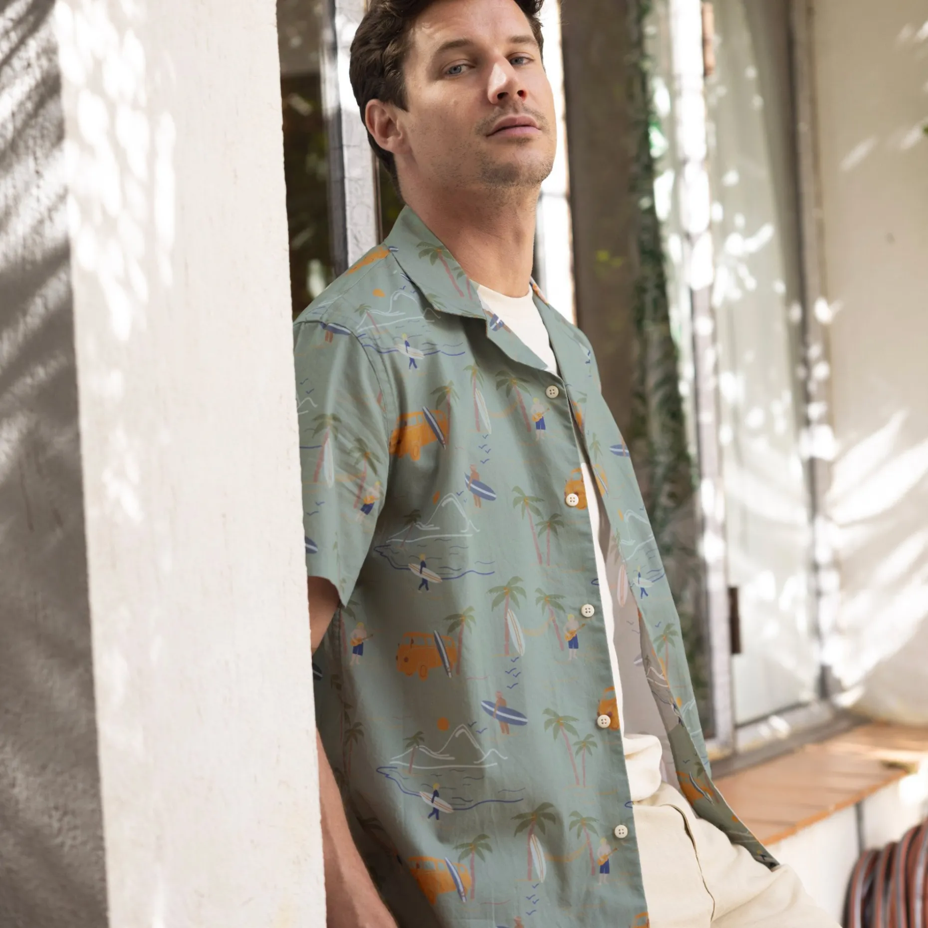 Chemise Manches Courtes Vert Clair