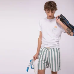 Maillot De Bain Ecru Raye Vert