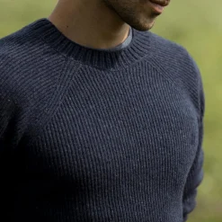 Pull Col Boutonne Bleu Marine