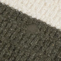 Pull Col Boutonne Ecru & Vert