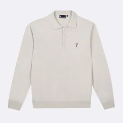 Pull Col Polo Beige Chine