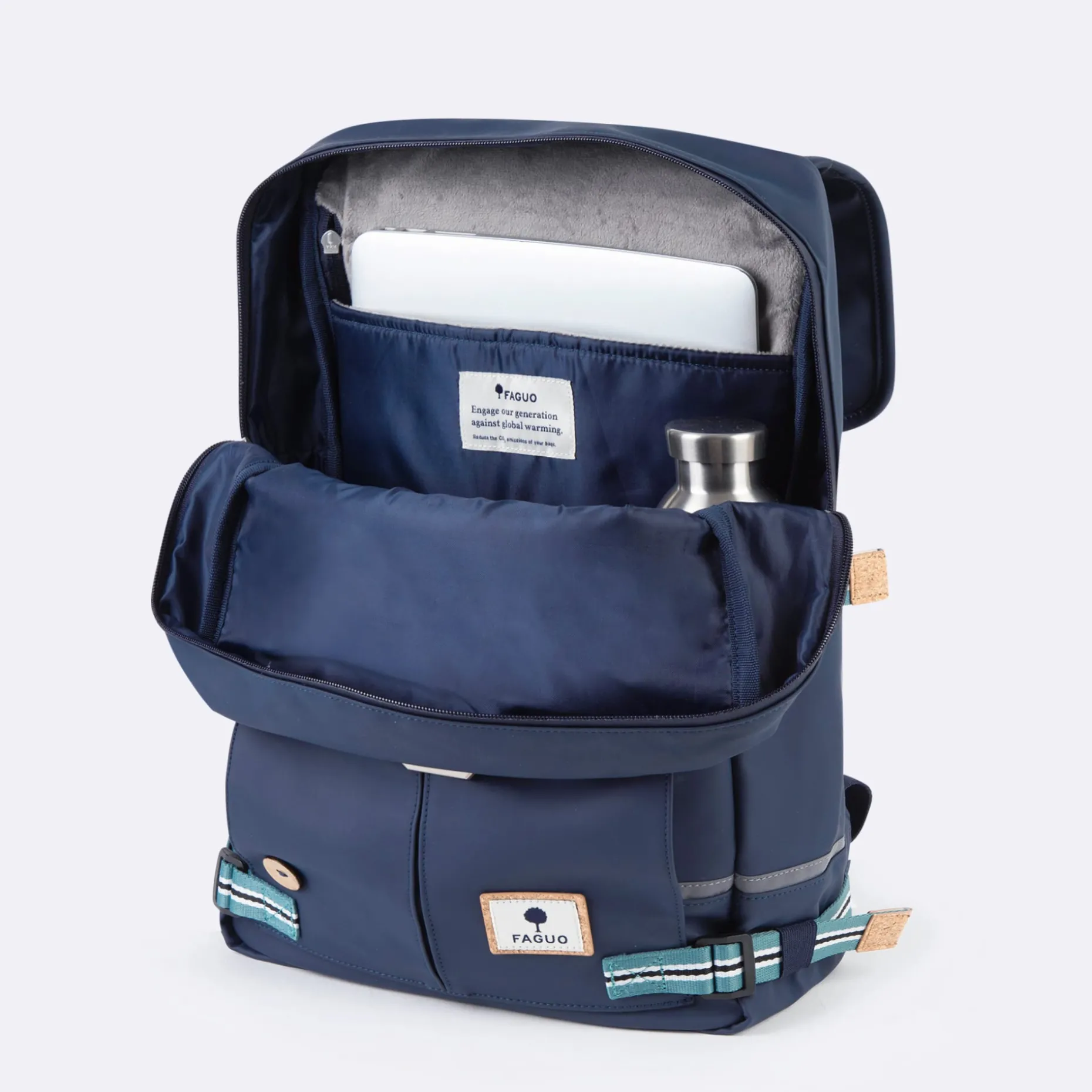 Sac A Dos En Polyester Recycle Bleu Marine - Modele Commuter