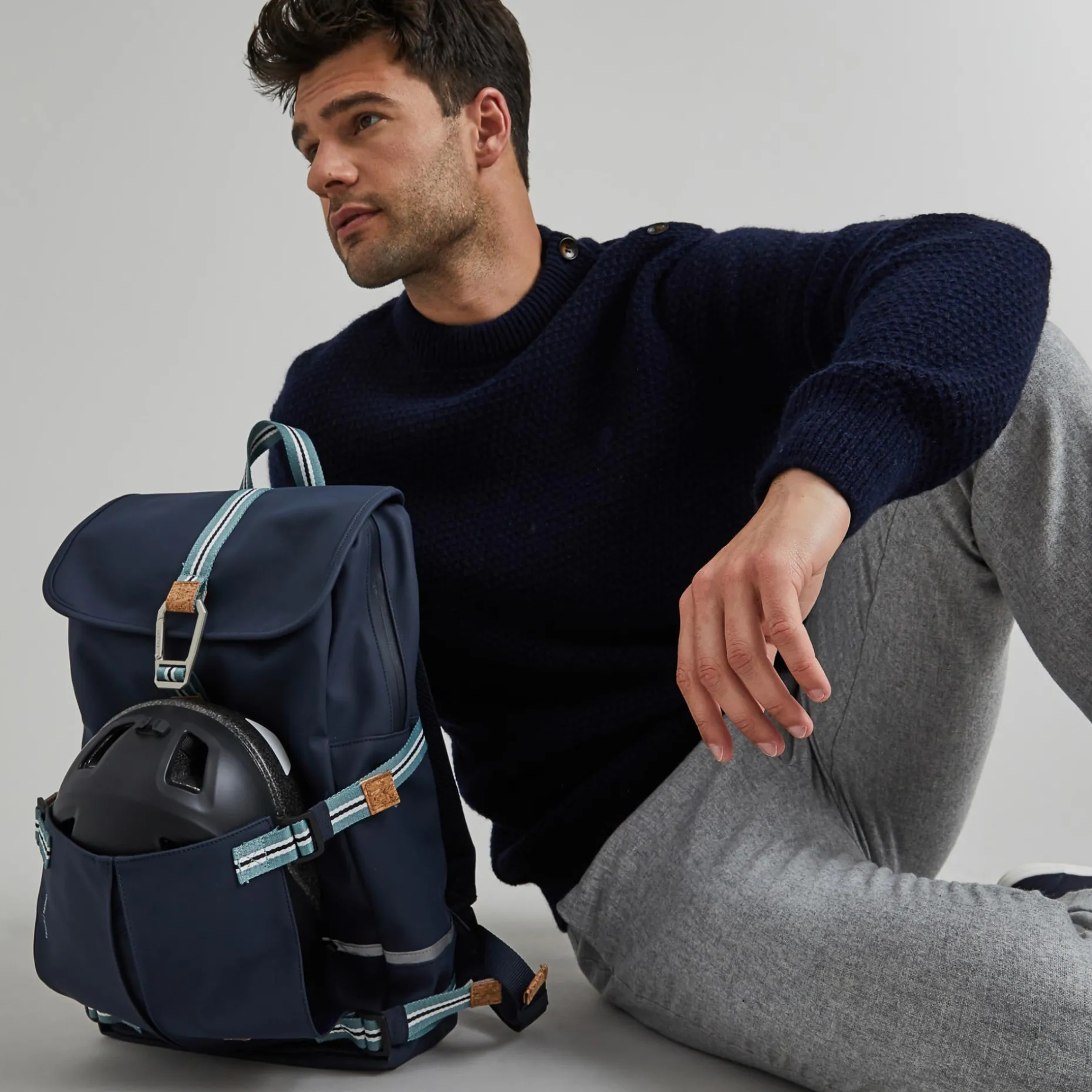 Sac A Dos En Polyester Recycle Bleu Marine - Modele Commuter