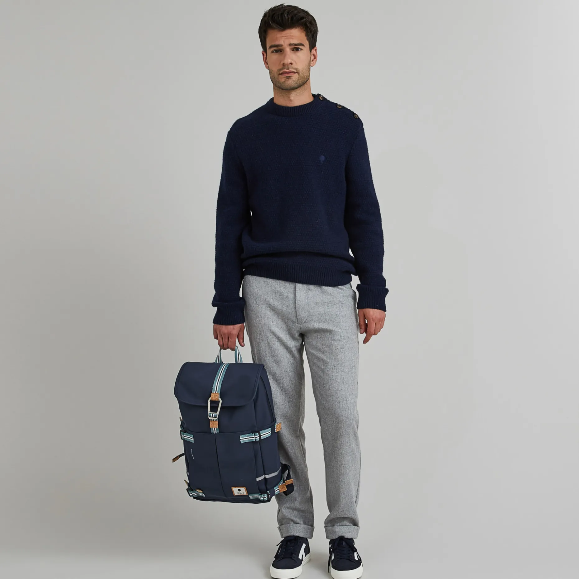 Sac A Dos En Polyester Recycle Bleu Marine - Modele Commuter
