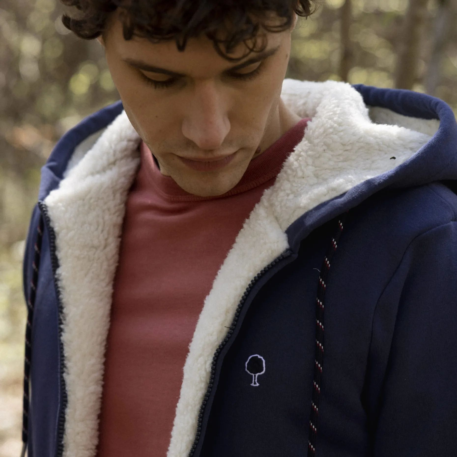 Sweat A Capuche Sherpa Bleu Marine