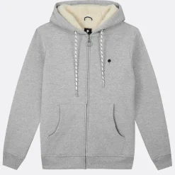 Sweat A Capuche Sherpa Gris Chine