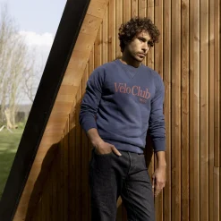 Sweat Col Rond Bleu Indigo Velo Club