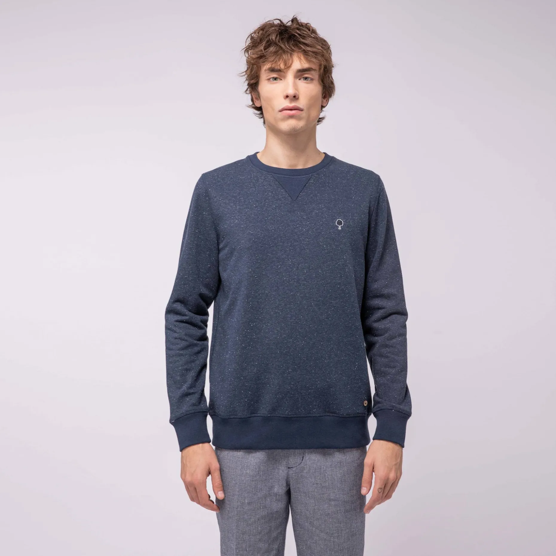 Sweat Col Rond Bleu Marine