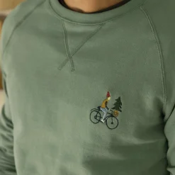 Sweat Col Rond Vert Broderie Velo