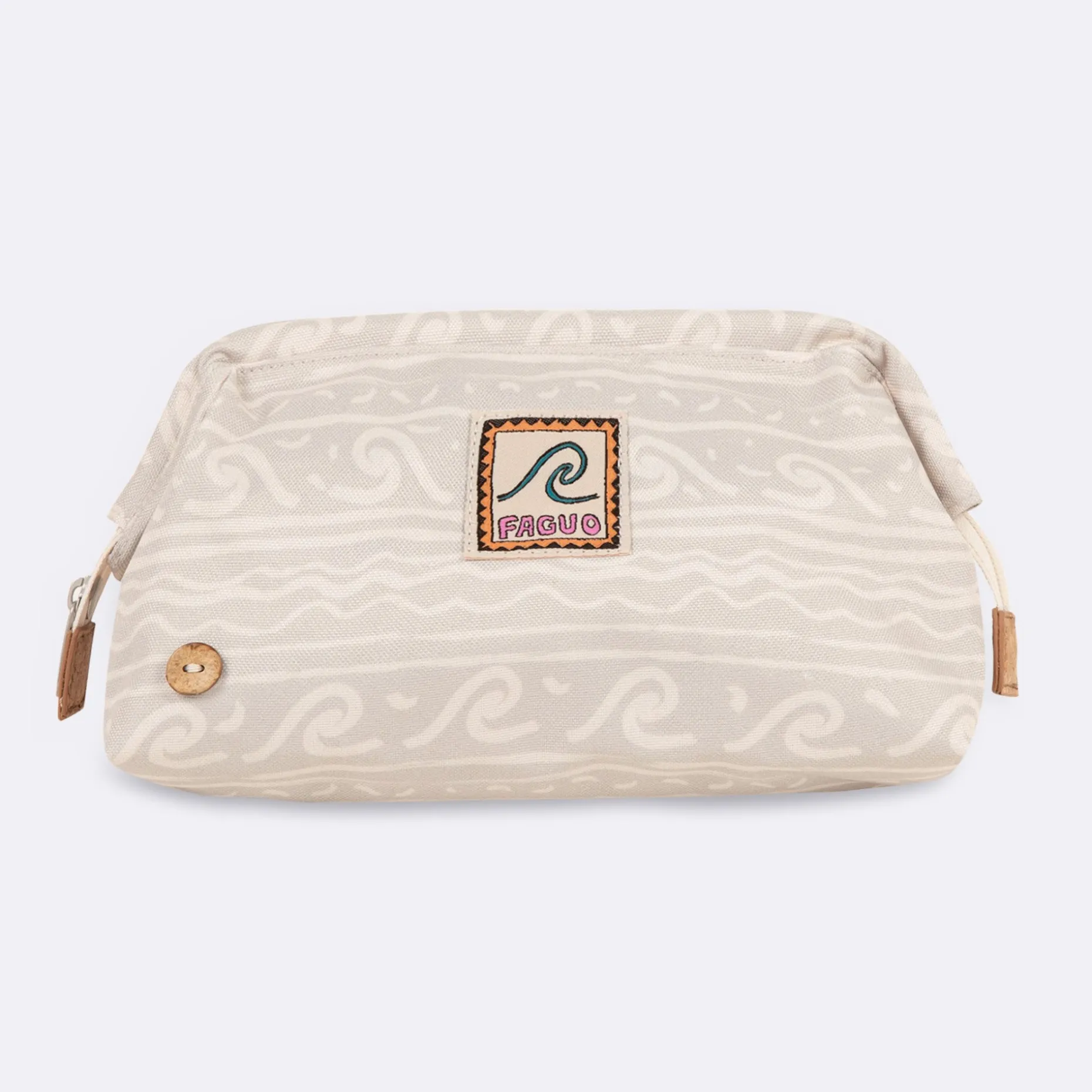 Trousse De Toilette Ecrue A Motif Vague Vegan