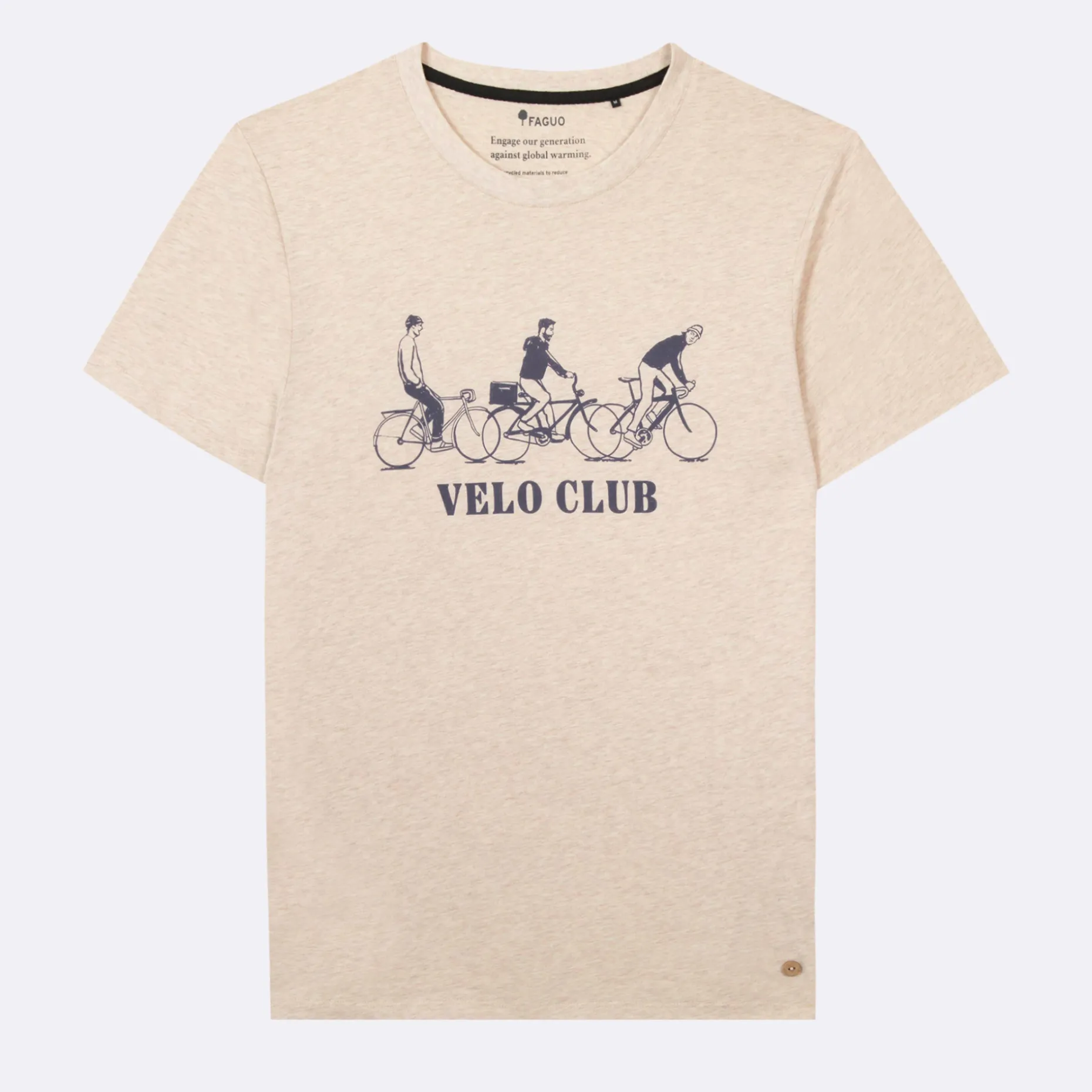T-Shirt Col Rond Beige Chine Velo Club