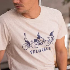 T-Shirt Col Rond Beige Chine Velo Club