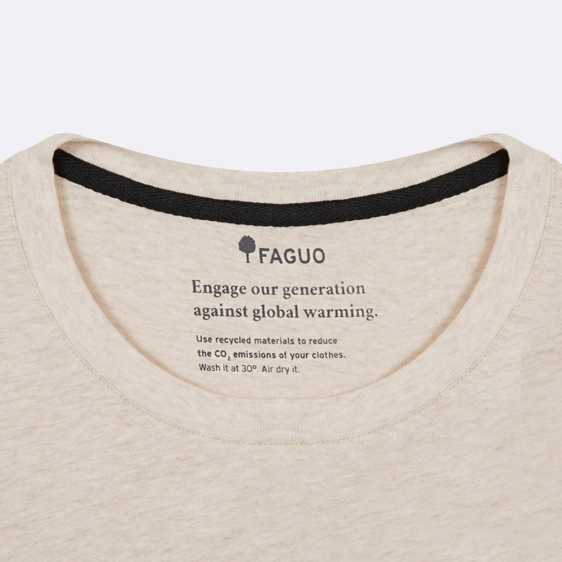 T-Shirt Col Rond Beige Chine Velo Club