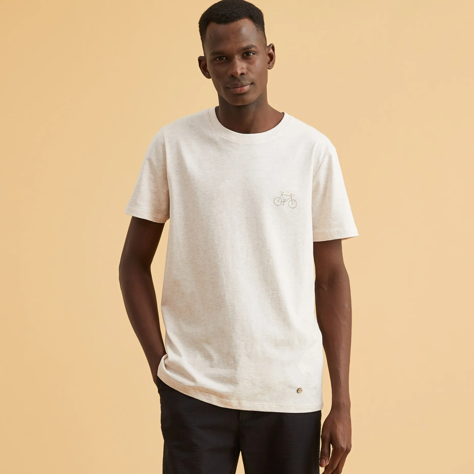 T-Shirt Col Rond Beige Velo