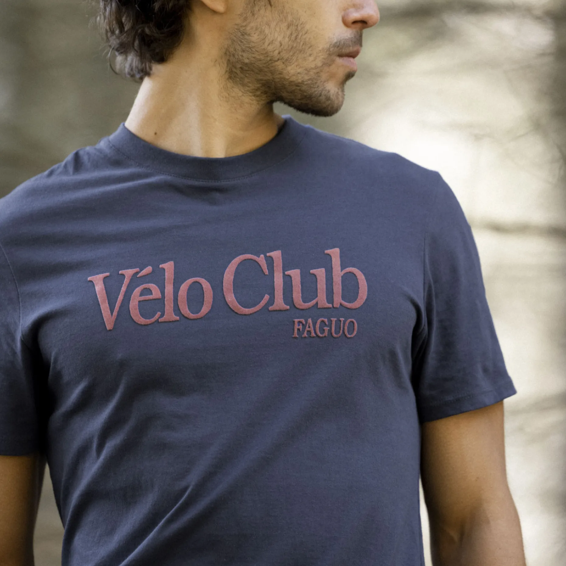 T-Shirt Col Rond Bleu Indigo Velo Club