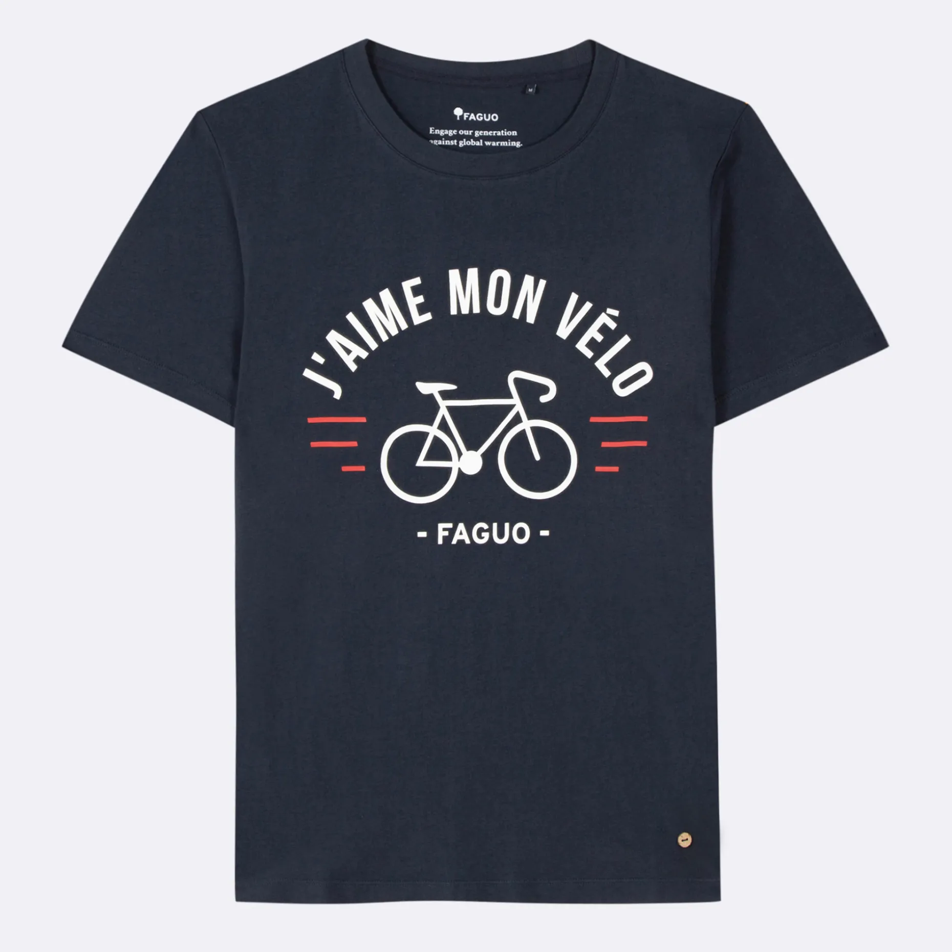 T-Shirt Col Rond Bleu Marine J'Aime Mon Velo