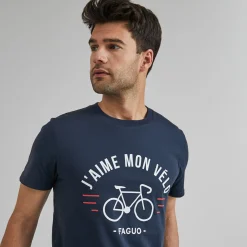 T-Shirt Col Rond Bleu Marine J'Aime Mon Velo
