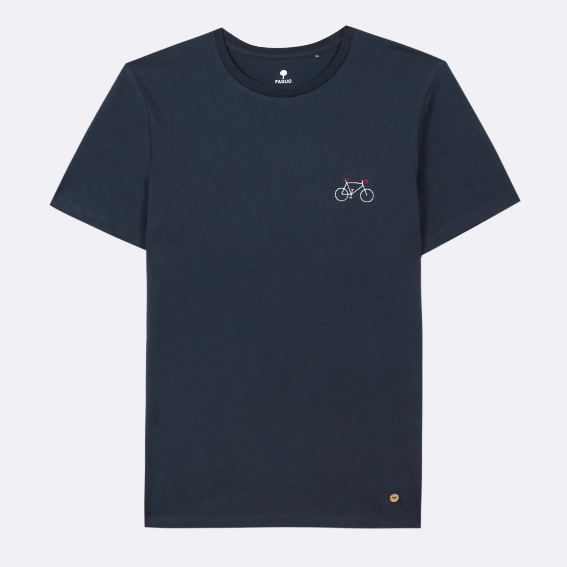 T-Shirt Col Rond Bleu Marine Brode Velo
