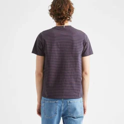 T-Shirt Col Rond Bleu Marine & Camel