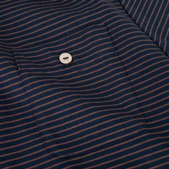 T-Shirt Col Rond Bleu Marine & Camel