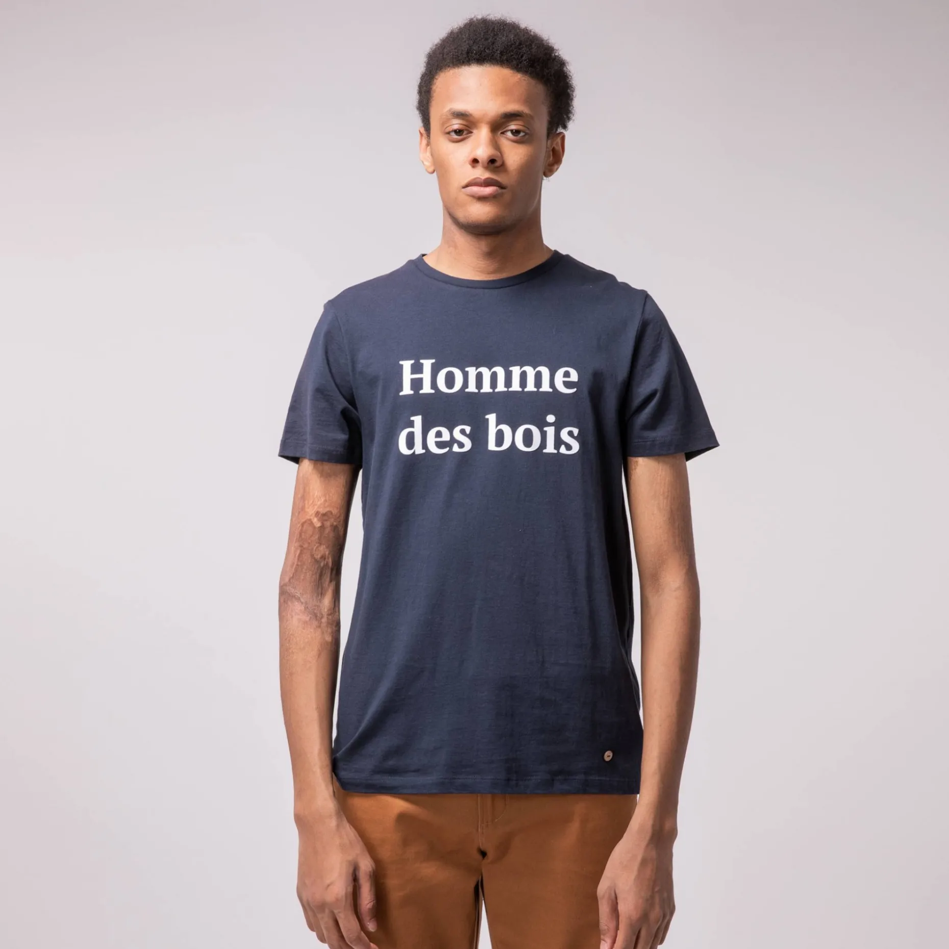 T-Shirt Col Rond Bleu Marine Homme Des Bois