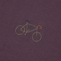 T-Shirt Col Rond Bordeaux Fonce Broderie Velo