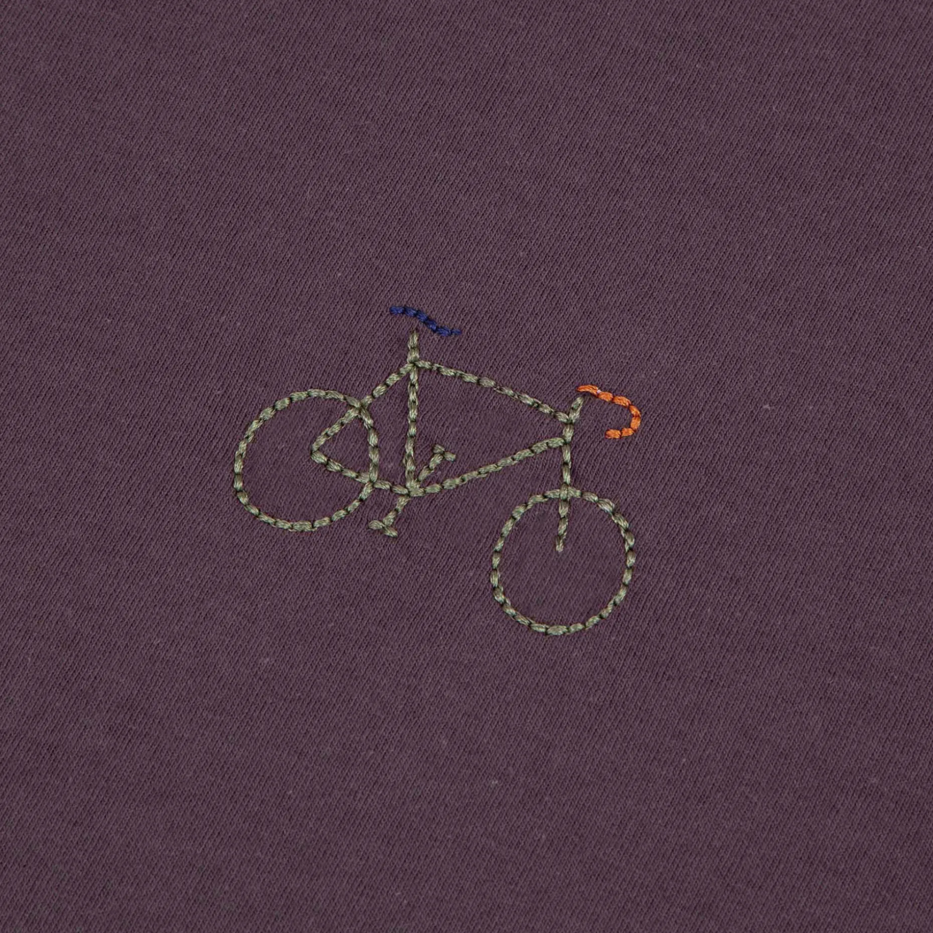 T-Shirt Col Rond Bordeaux Fonce Broderie Velo