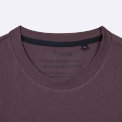T-Shirt Col Rond Bordeaux Fonce Broderie Arbre