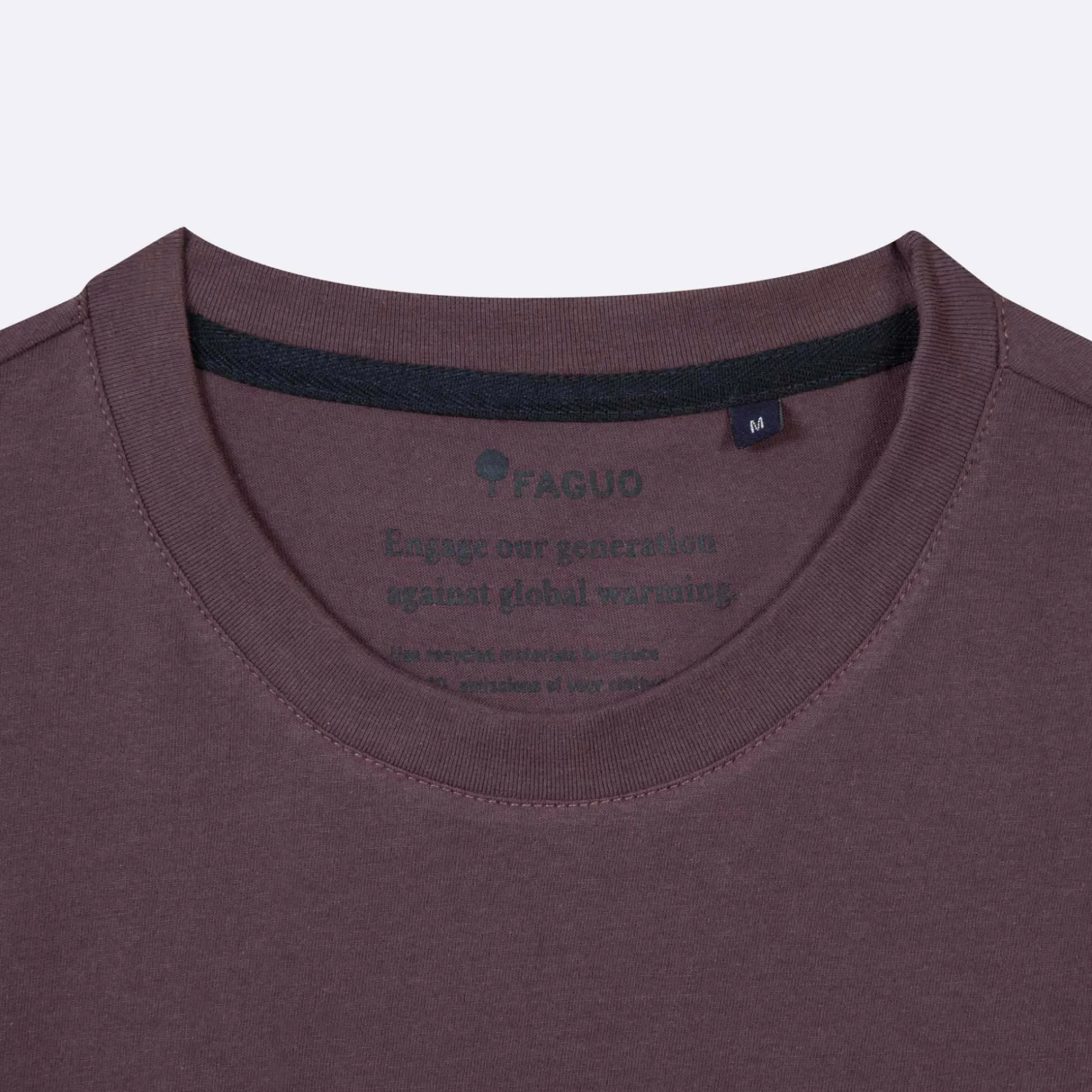 T-Shirt Col Rond Bordeaux Fonce Broderie Arbre