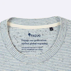 T-Shirt Col Rond Ecru & Bleu Clair