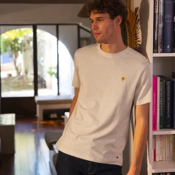 T-Shirt Col Rond Ecru & Multicolore