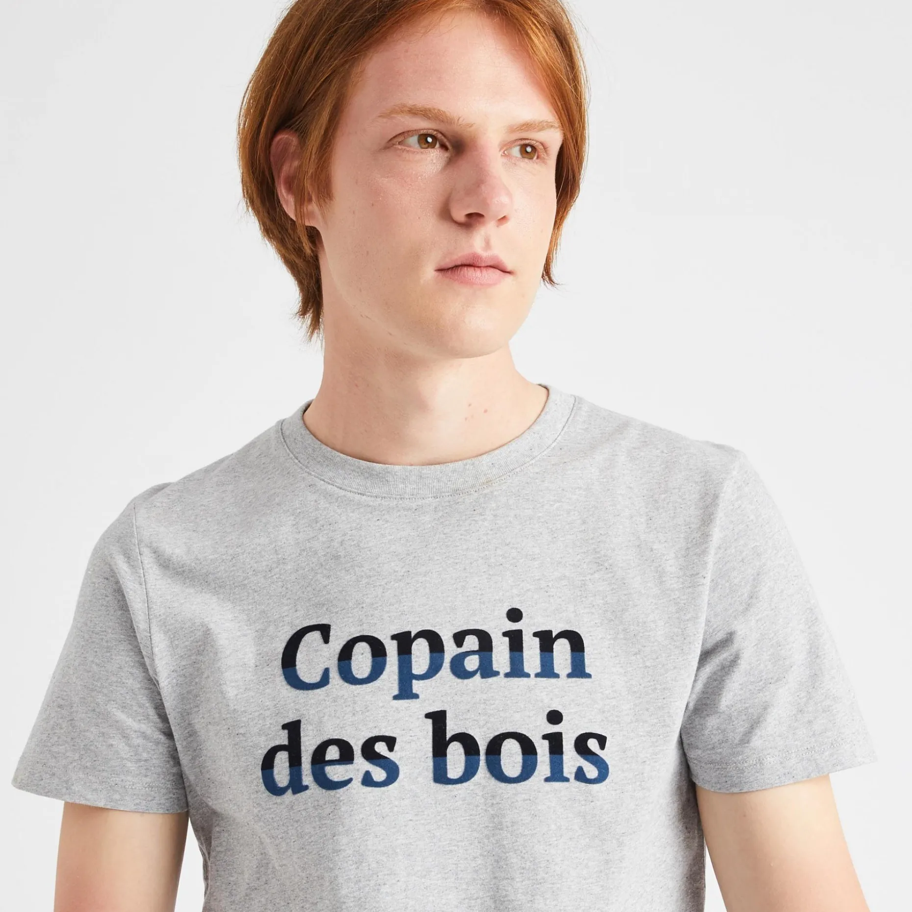 T-Shirt Col Rond Gris Chine Homme Des Bois