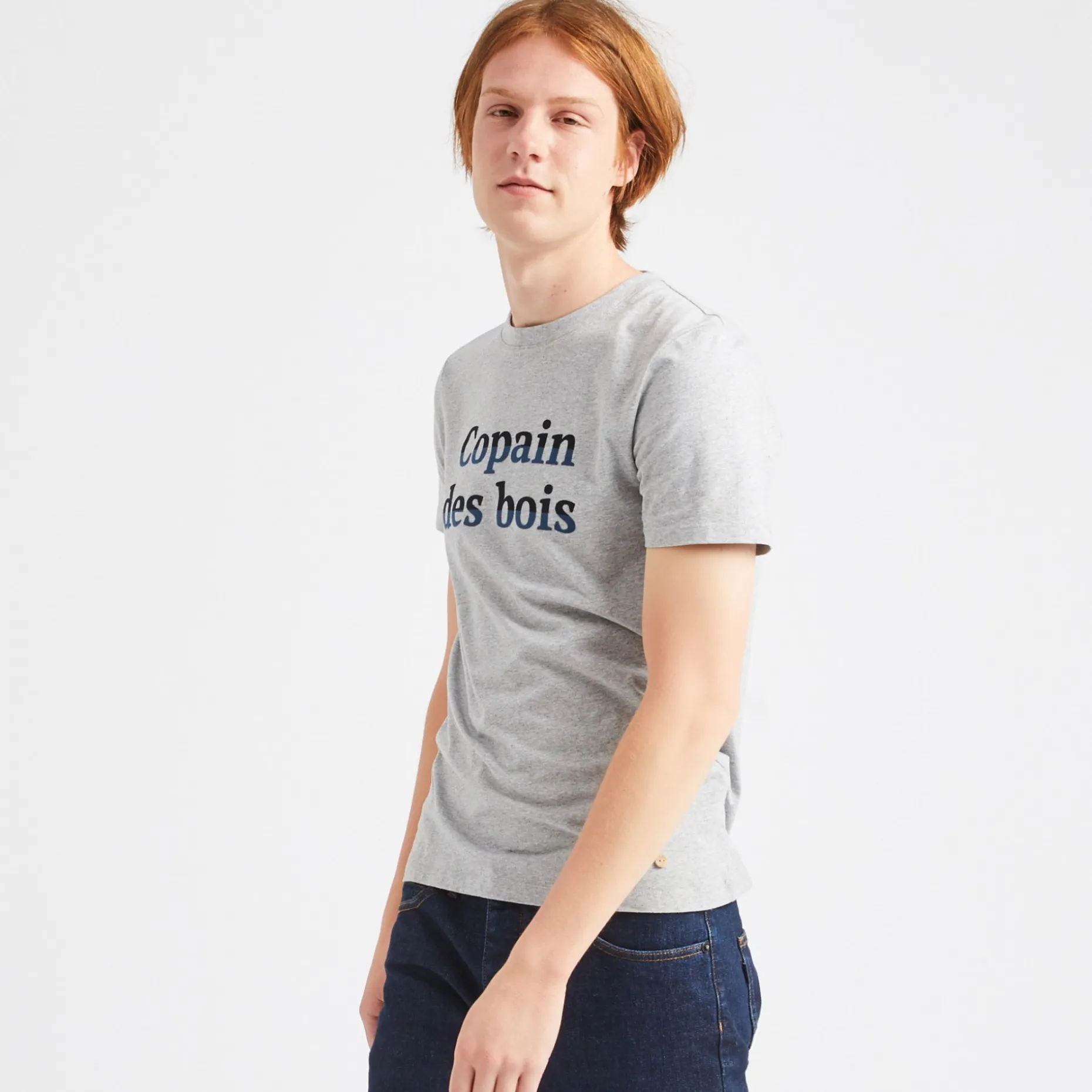 T-Shirt Col Rond Gris Chine Homme Des Bois