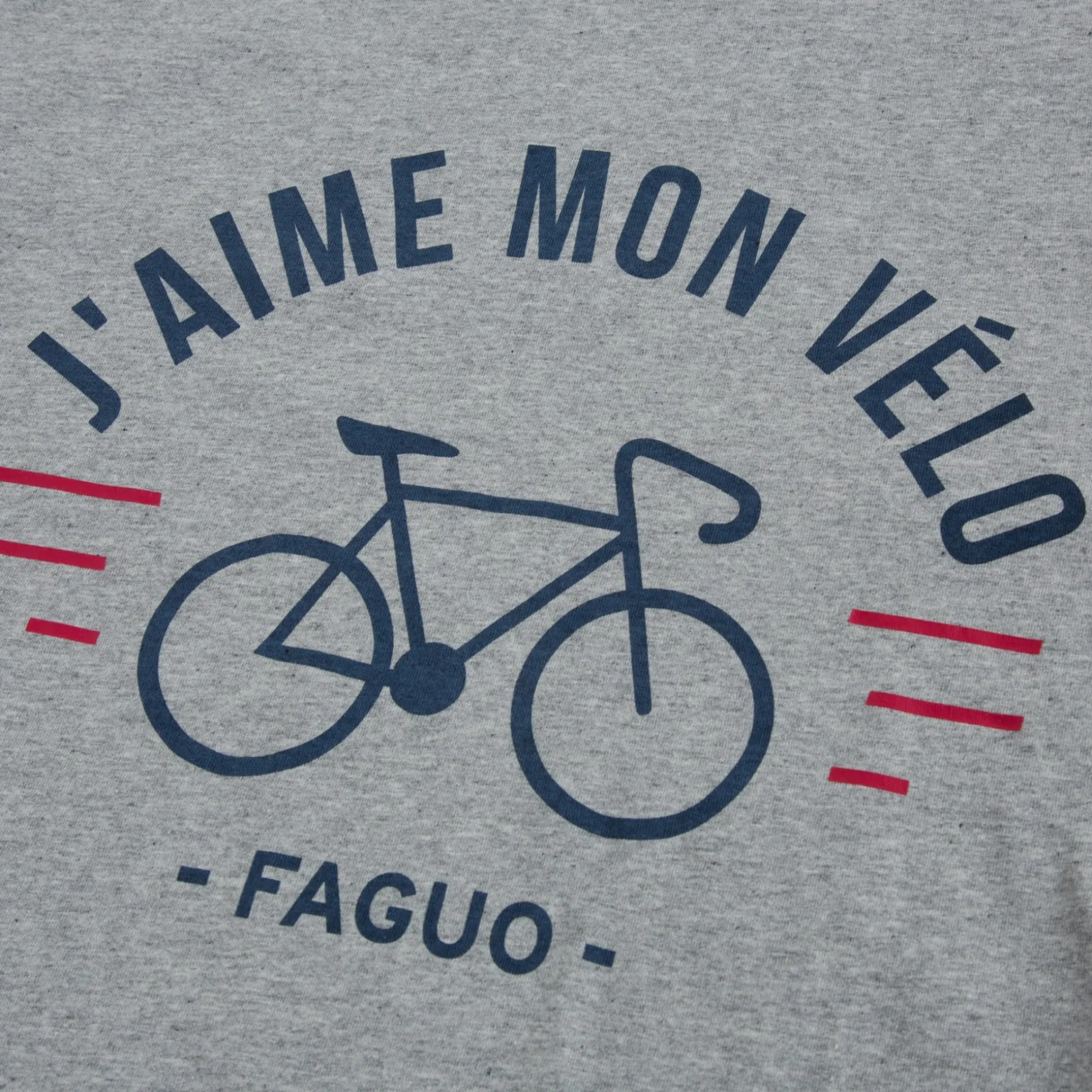T-Shirt Col Rond Gris Chine J'Aime Mon Velo