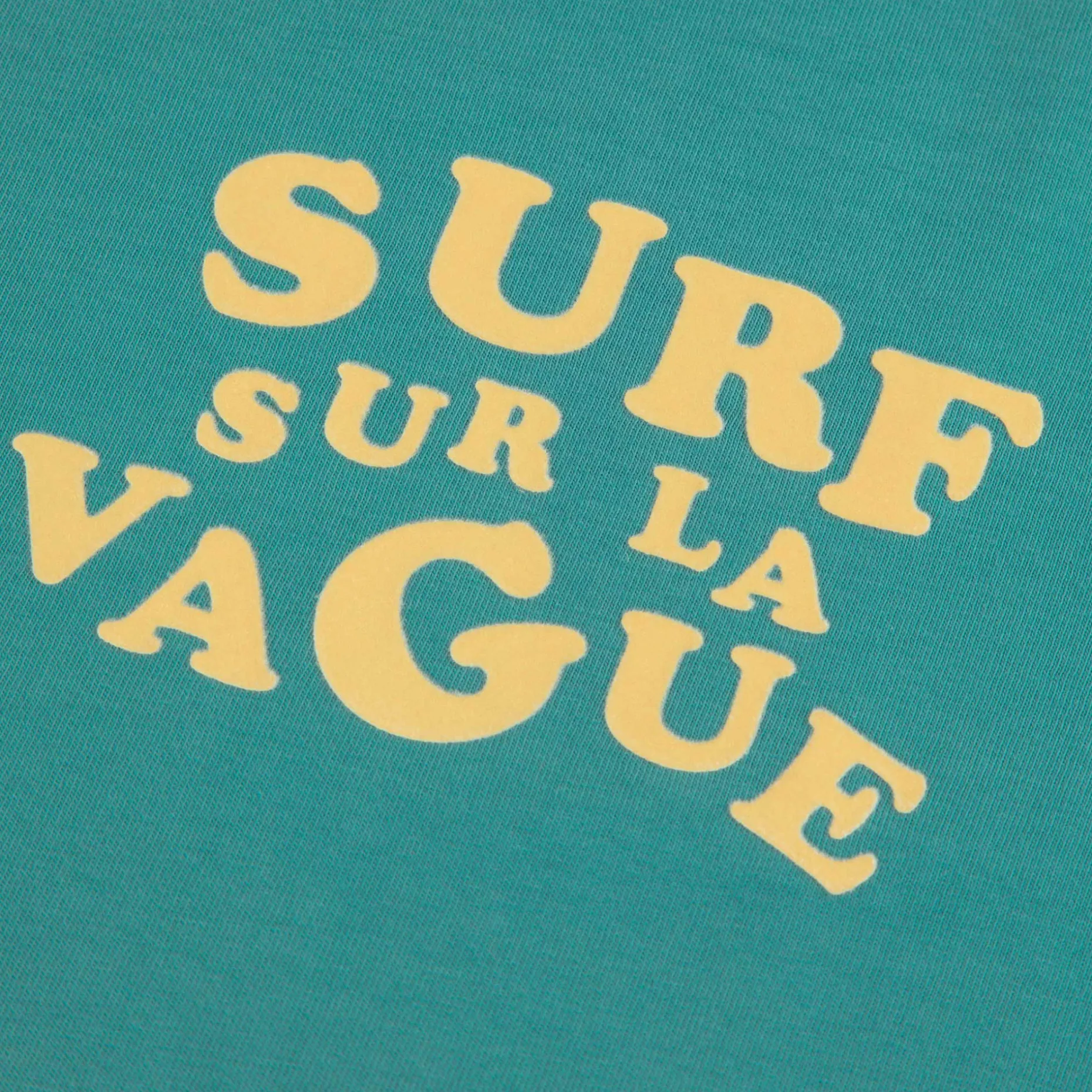 T-Shirt Col Rond Turquoise Surf Sur La Vague