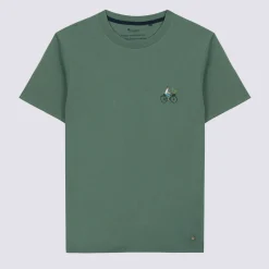 T-Shirt Col Rond Vert Broderie Velo