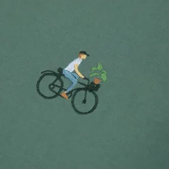 T-Shirt Col Rond Vert Broderie Velo