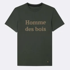 T-Shirt Col Rond Vert Fonce Homme Des Bois